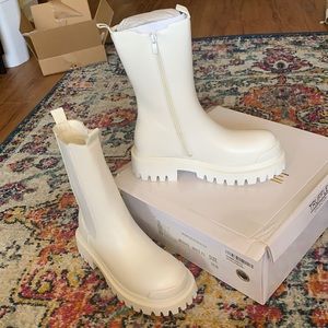 NASTY GAL white boots never been worn